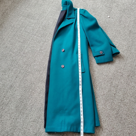 Vintage Union Made wool coat, turquoise,  women's size 14 - Picture 10 of 15